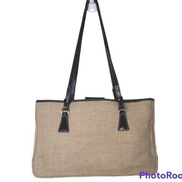 Christian Made in Italy Handbags - Christian Made In Italy Linen & Leather Shoulder Bag